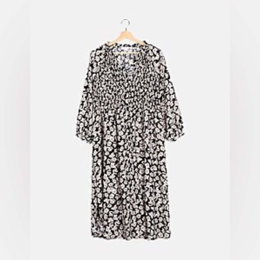 Floral Black and White Dress